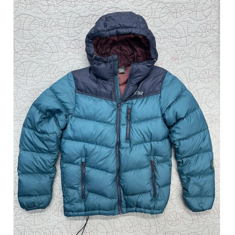 Outdoor Research Transcendent Down Hoody Blue Puffer / Mens Small